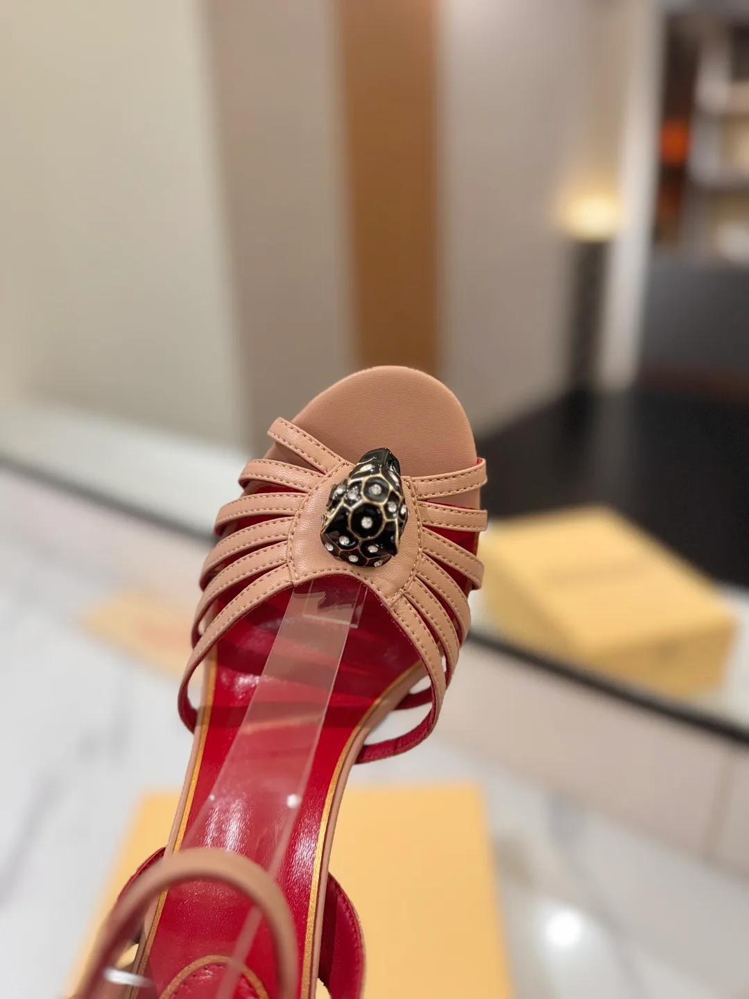 Valentino Jewel-Bow Strap Sandals in Pink · view 6