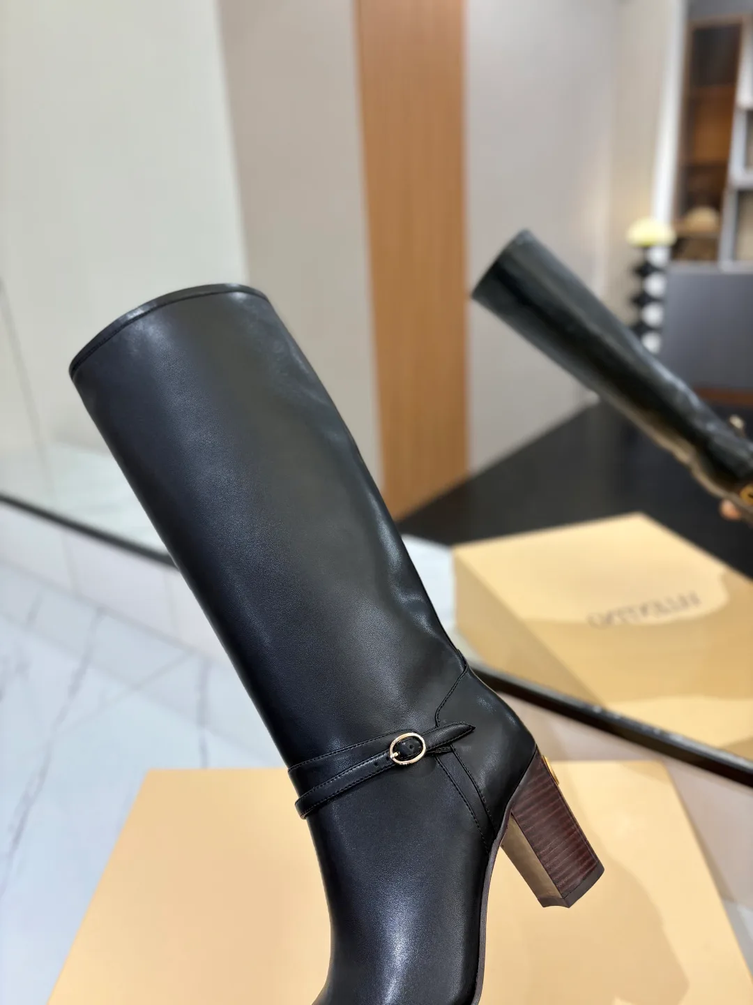 Valentino Calfskin Pattie Knee-High Boots in Black · view 8