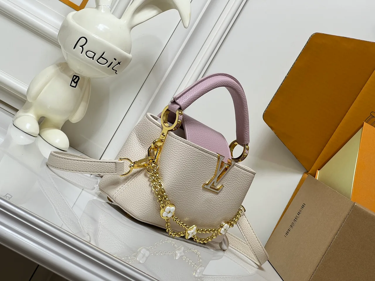 Louis Vuitton Cowhide Top-Handle Bag in White · view 1