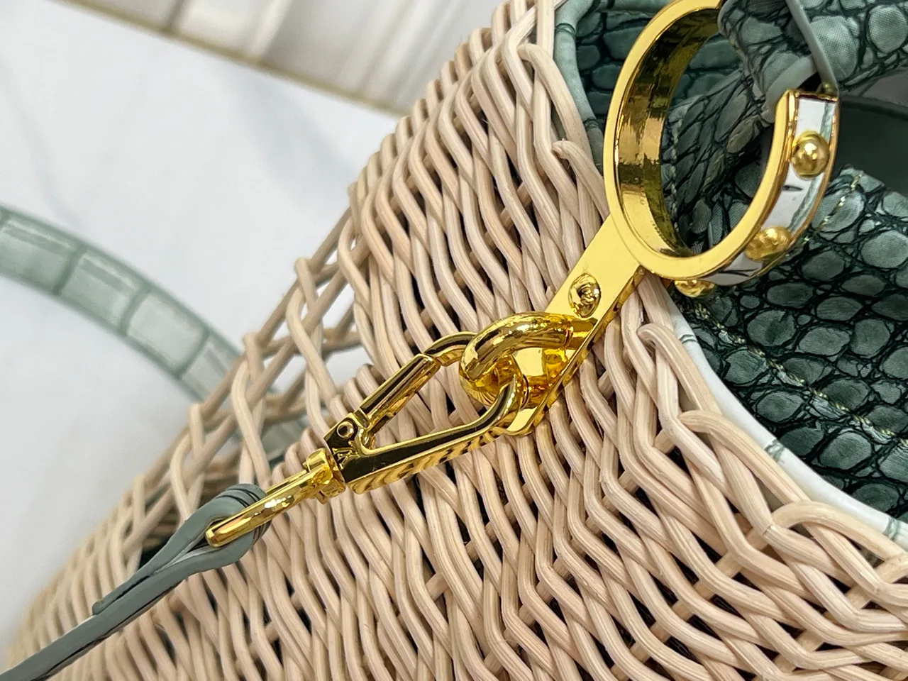 Louis Vuitton Leather Woven Basket Bag in Tan · view 6