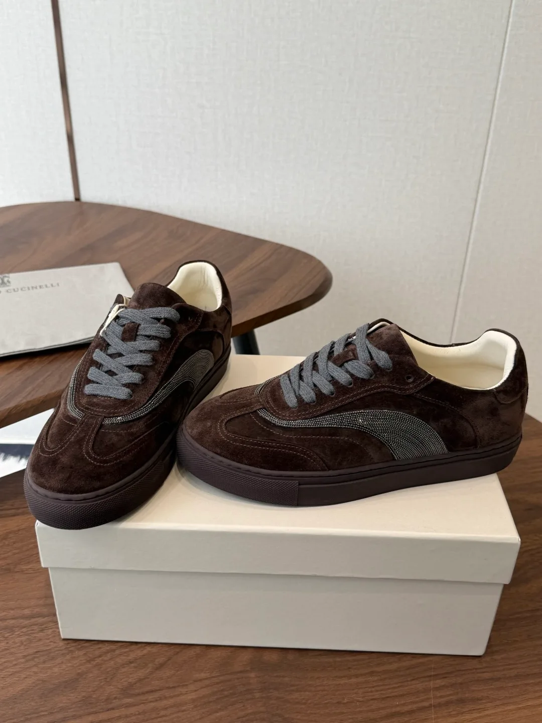 Brunello Cucinelli Cowhide Suede Sneakers in Brown · view 3