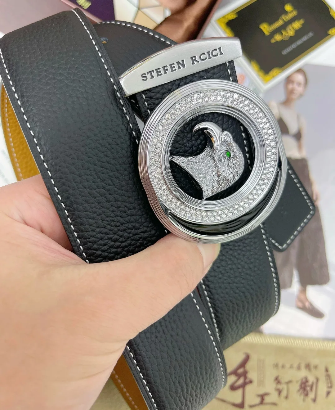 Stefen Rcici Eagle Buckle Belt in Black · view 4