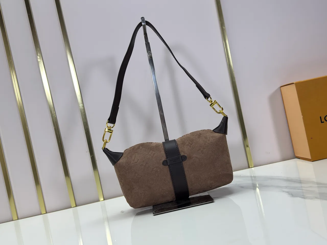 Louis Vuitton Suede Canvas Hobo Bag in Brown · view 4