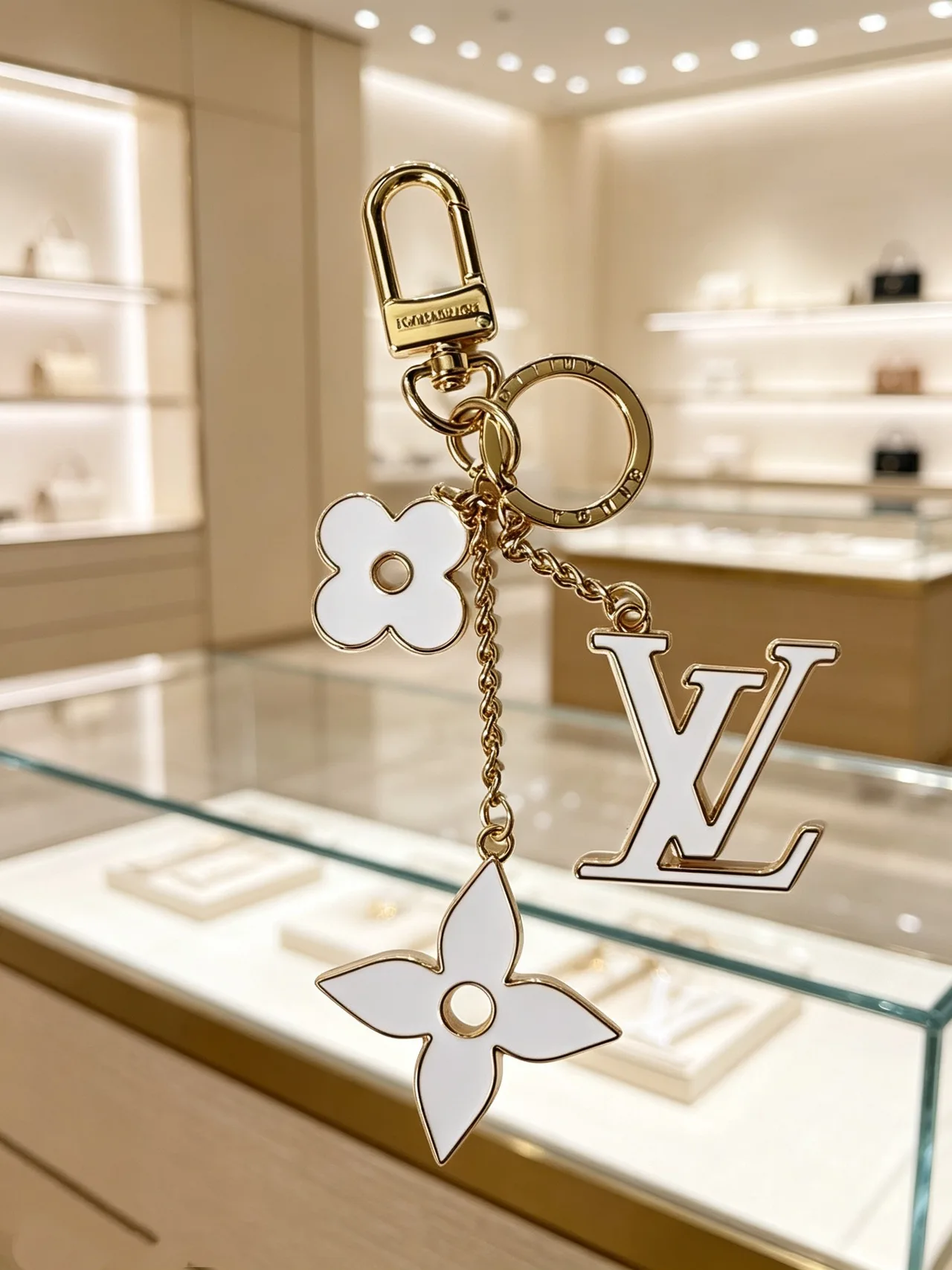 Louis Vuitton Monogram Flower Keychain in White · view 1