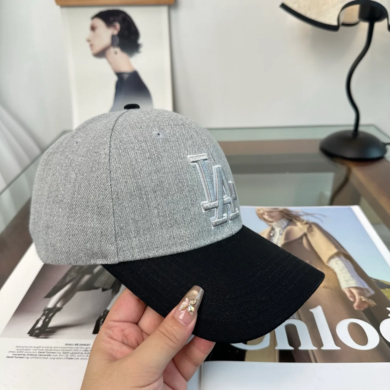 LA Letter Colorblock Baseball Cap in Grey & Brown & Black & Blue · view 7