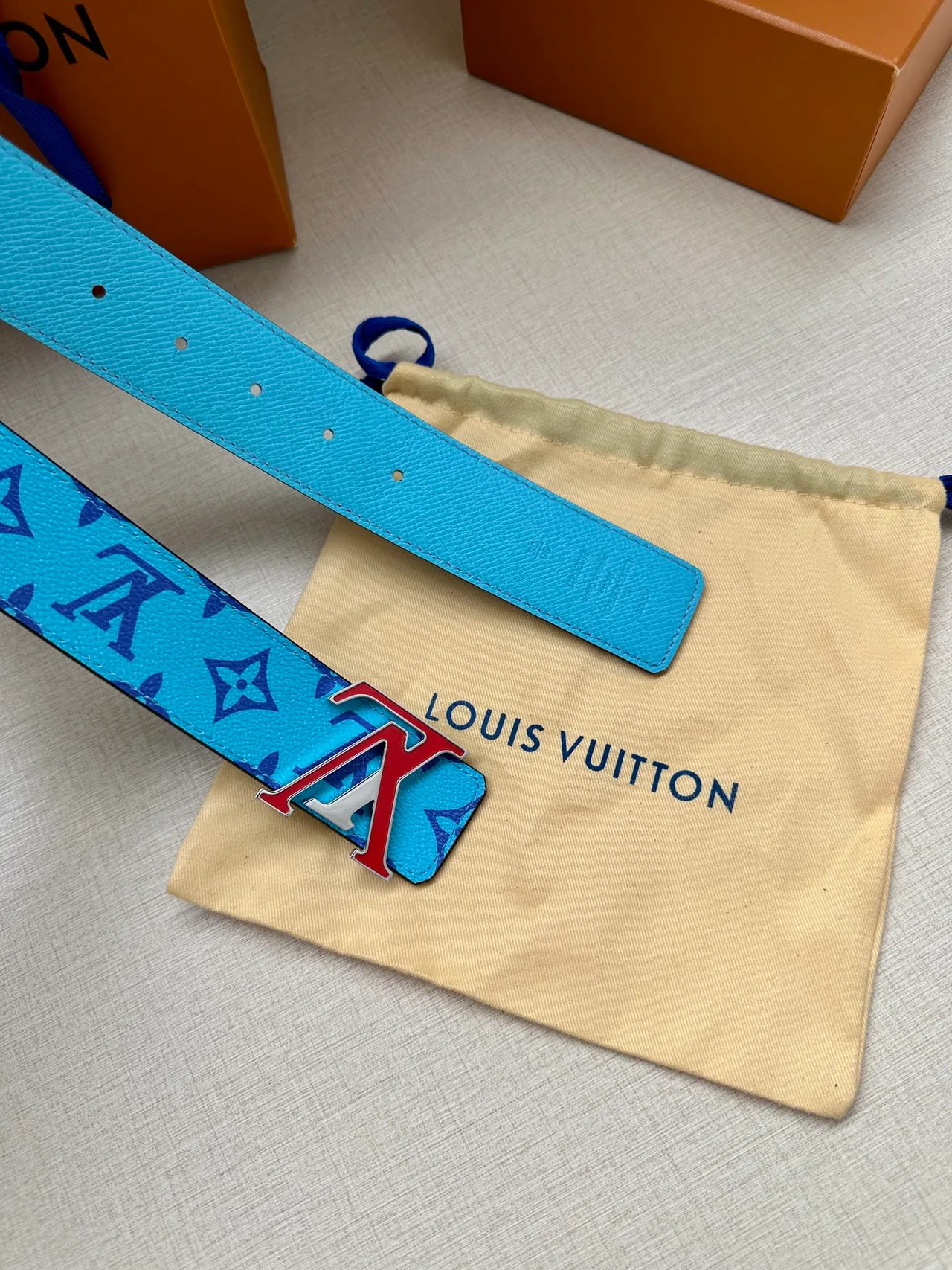Louis Vuitton Canvas Glossy Belt in Blue · view 8