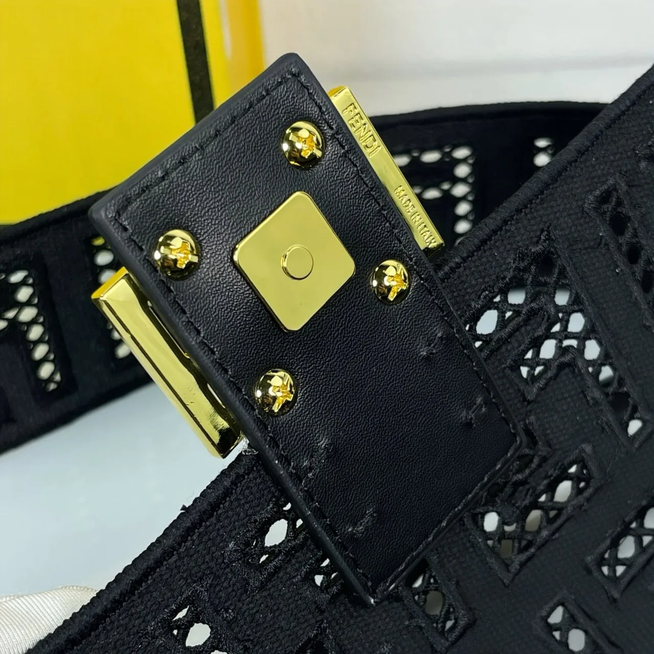Fendi Canvas Cutout FF-Pattern Flap Shoulder Bag in Black · view 6