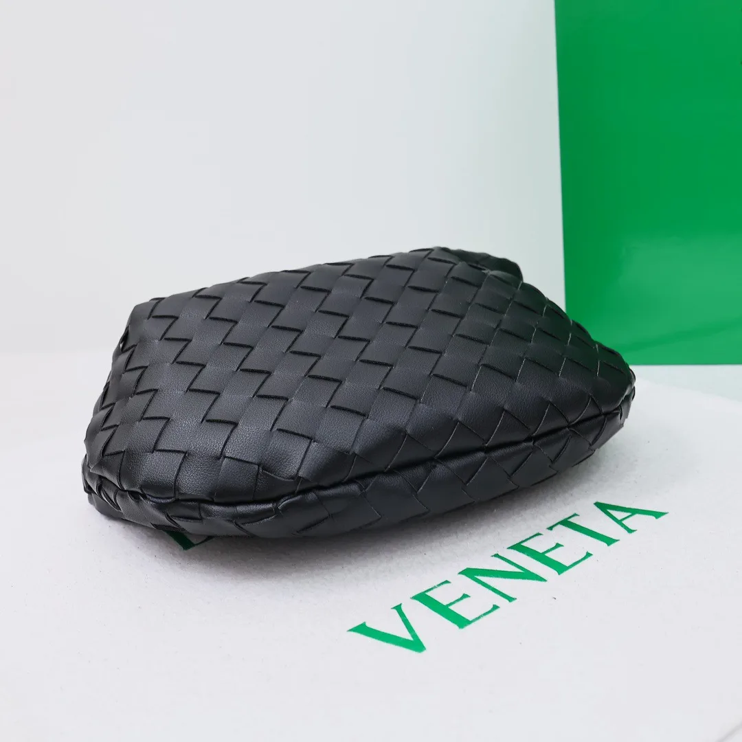 Sheepskin Quilted Knotted Woven Hobo Bag in Black · view 4