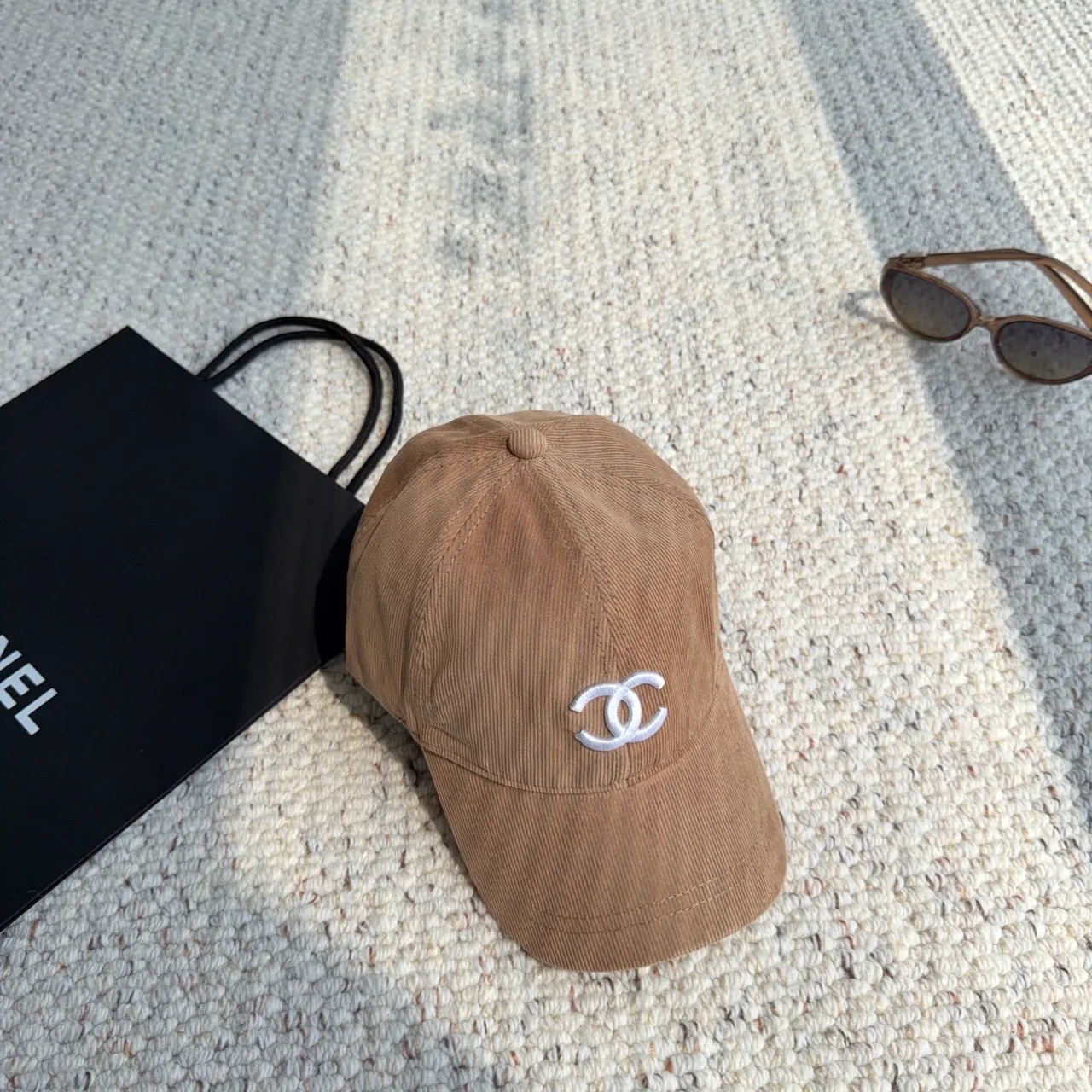 Chanel Corduroy Baseball Cap in Tan · view 6