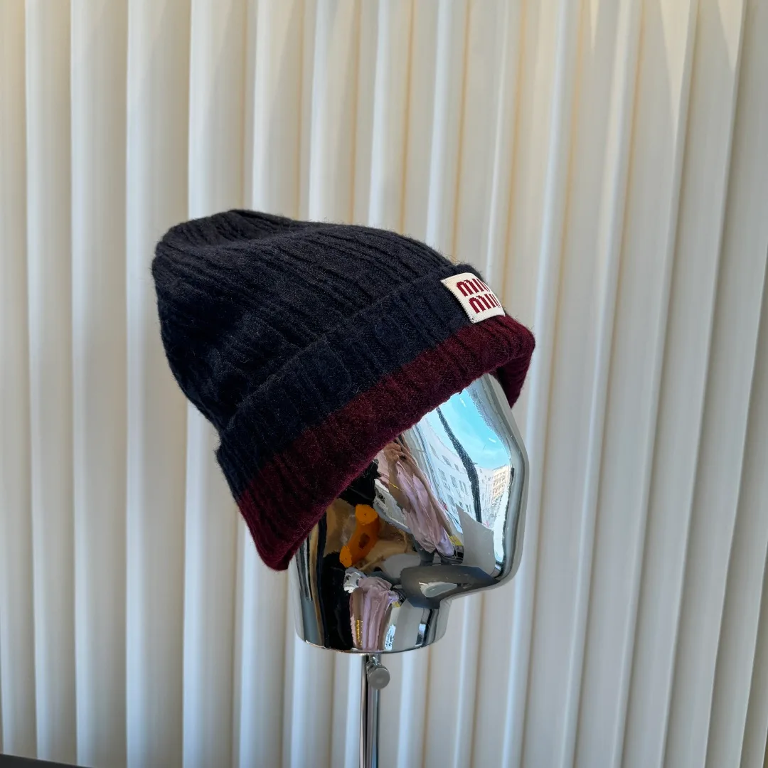 Miu Miu Ribbed Beanie in Blue · view 2