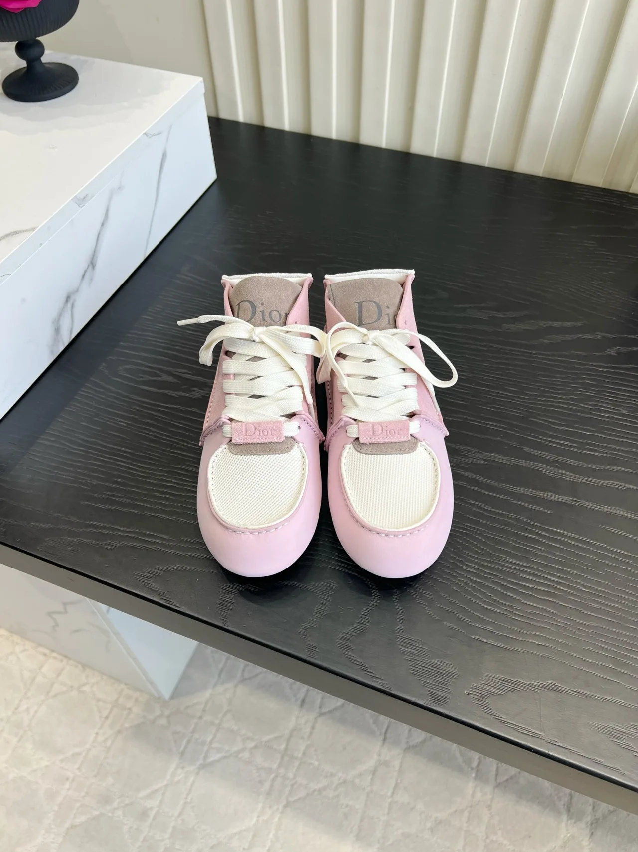 Dior Cowhide Round-Toe Sneakers in Pink · view 1