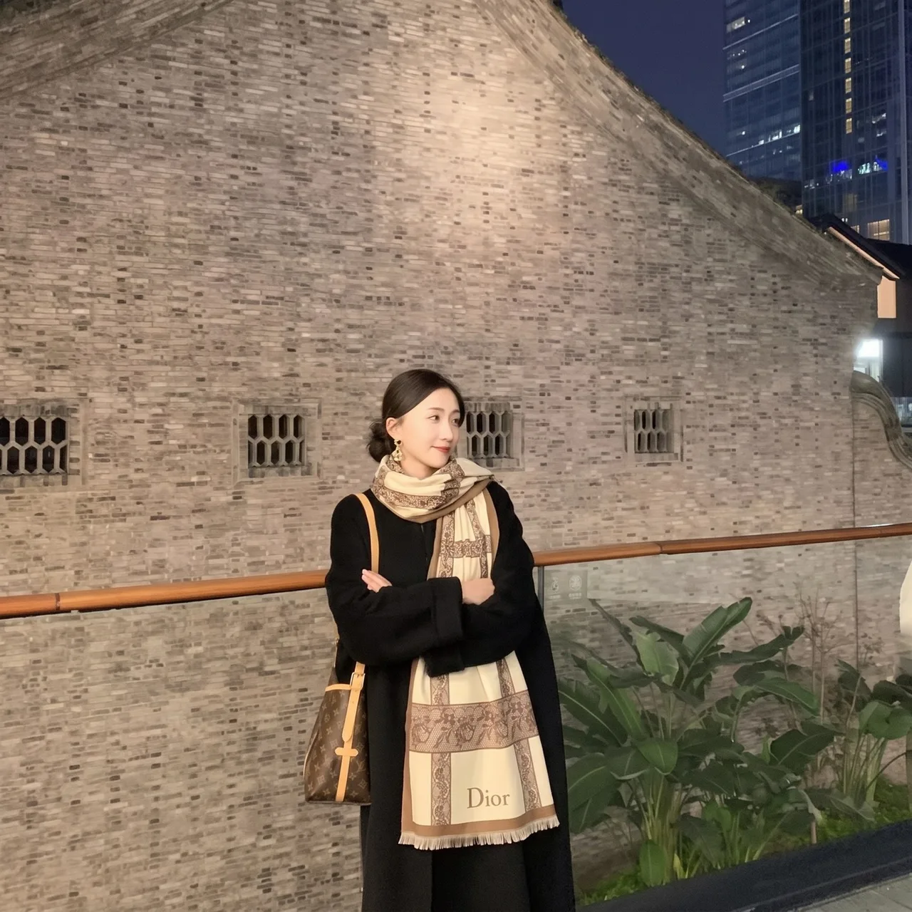 Dior Lace Check Scarf in Beige · view 7