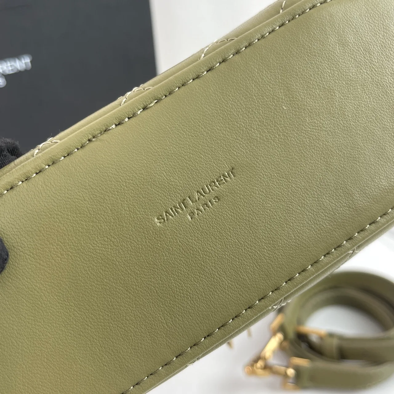 Saint Laurent Quilted Crossbody Bag in Green · view 7