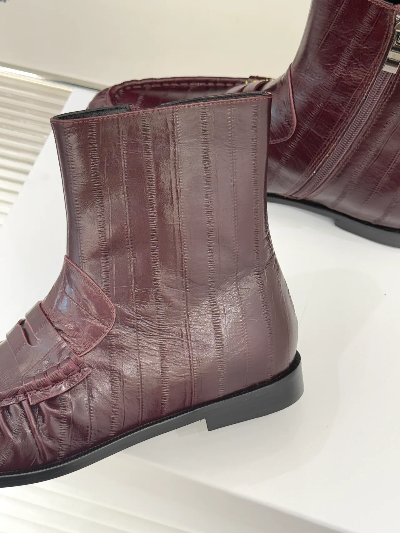 Saint Laurent Ankle Boots in Burgundy · view 6