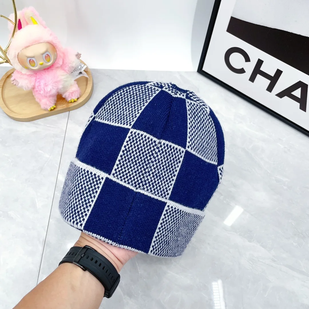 Louis Vuitton Wool Cashmere Embroidered Check Beanie and Scarf Set in Blue · view 7