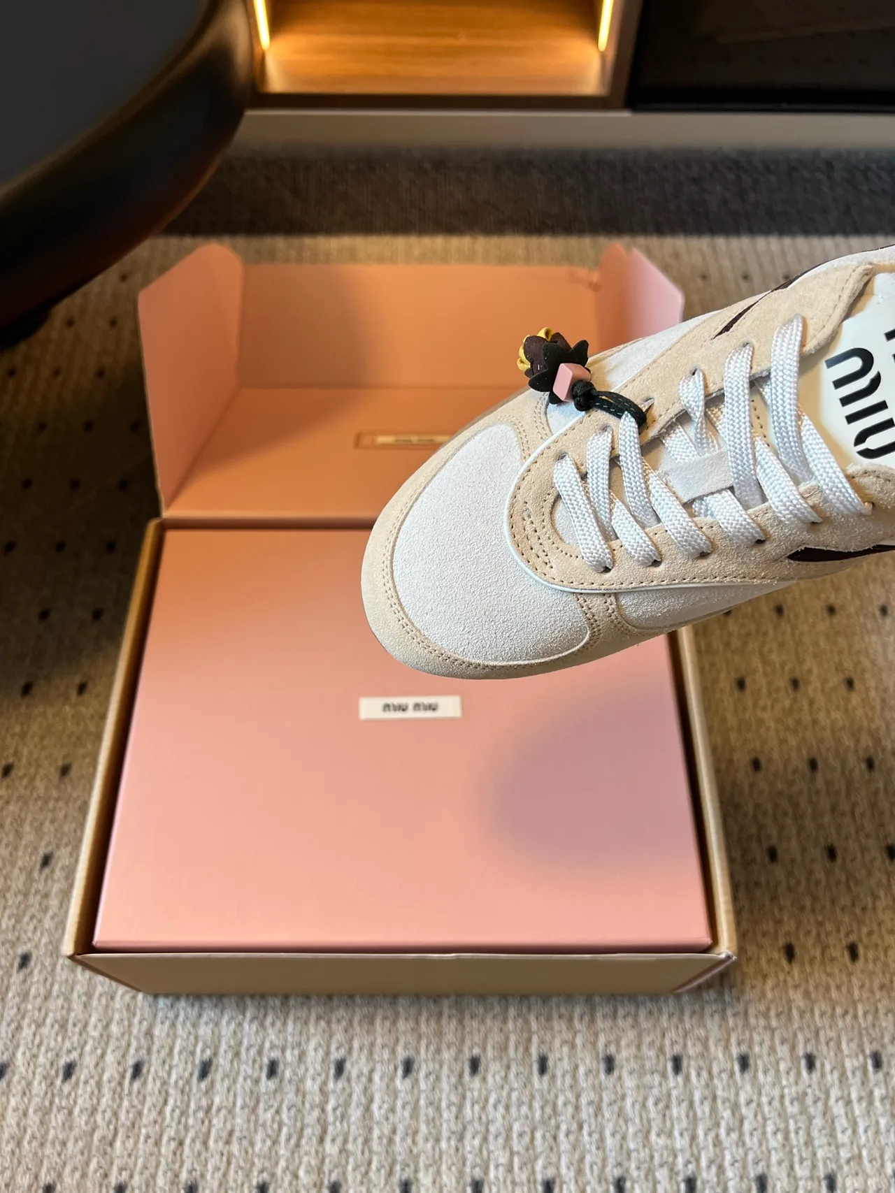 Miu Miu Low-Top Sneakers in Cream · view 7