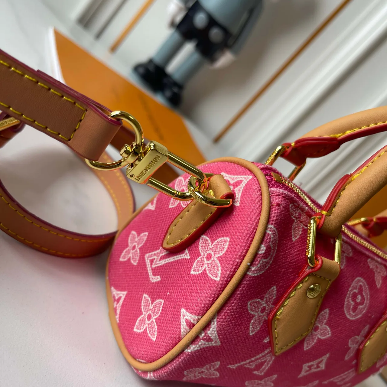 Louis Vuitton Cowhide Canvas Top-Handle Bag in Pink · view 6