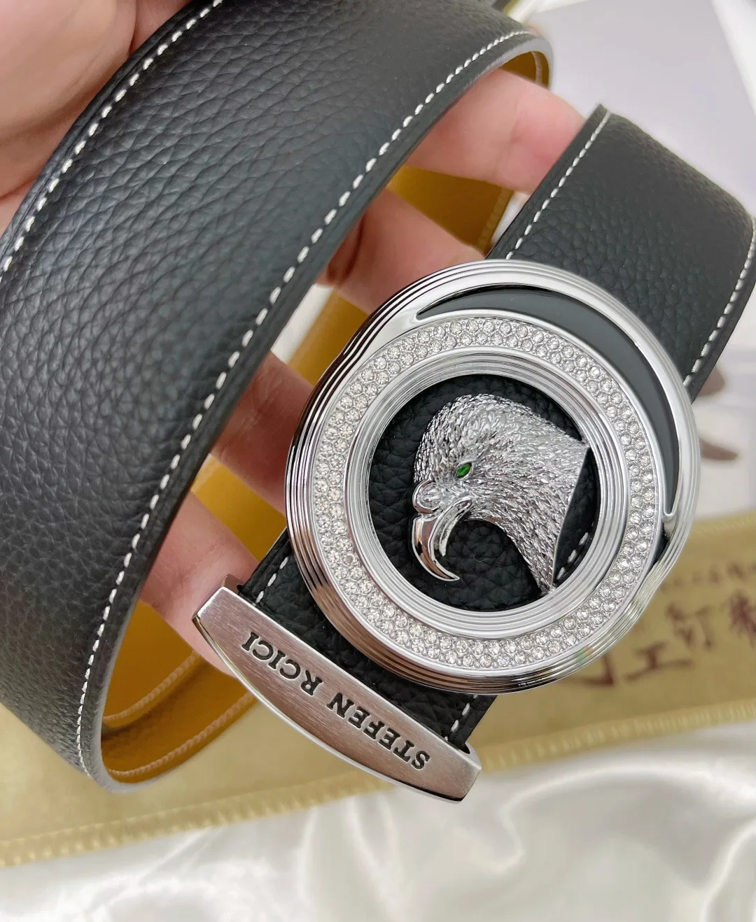 Stefen Rcici Eagle Buckle Belt in Black · view 6