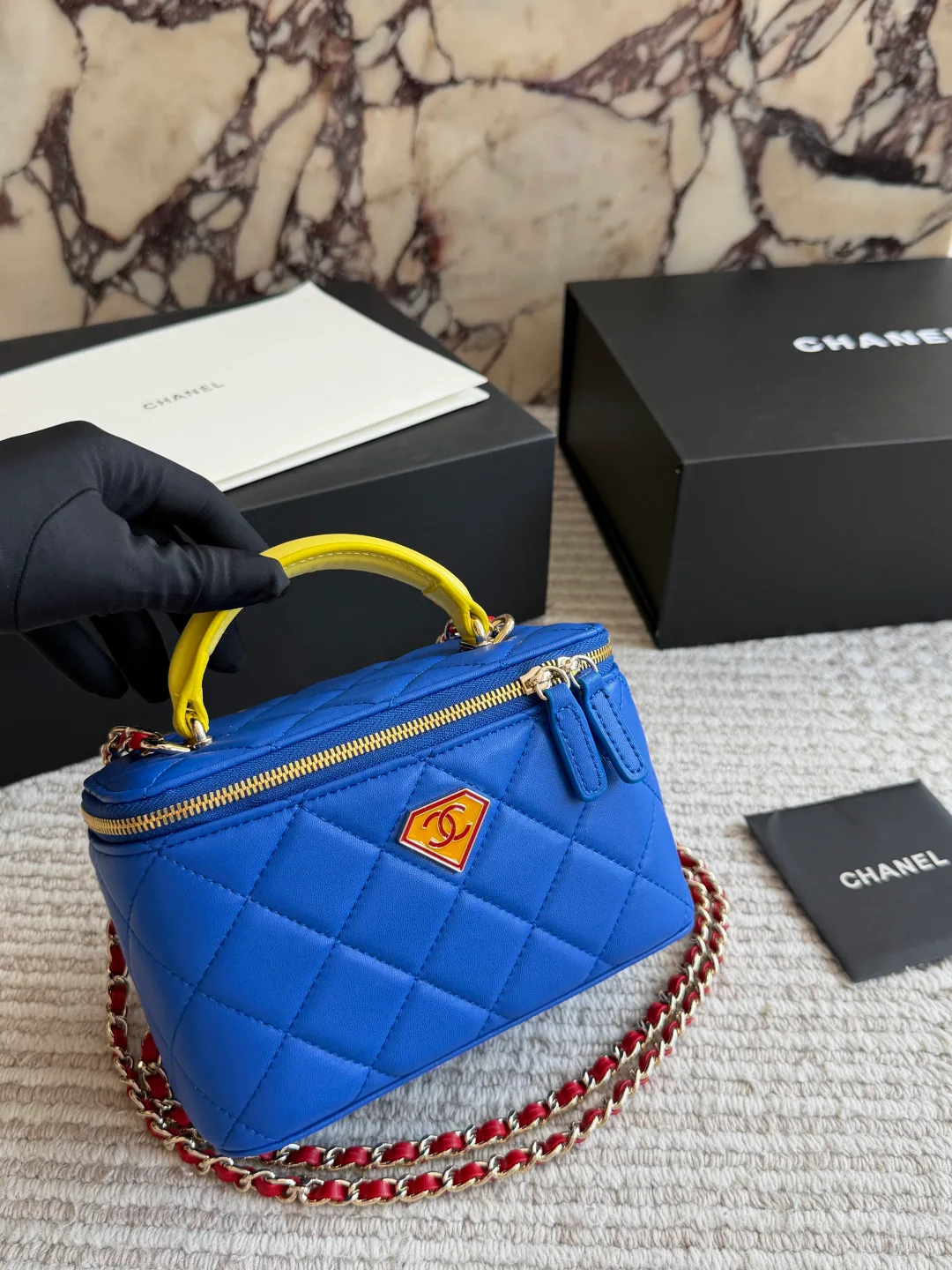 Chanel Superhero Box Bag in Blue & Red · view 3