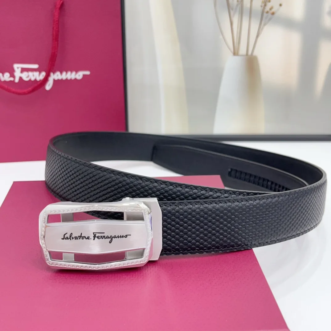 Ferragamo Calfskin Belt in Black · view 3