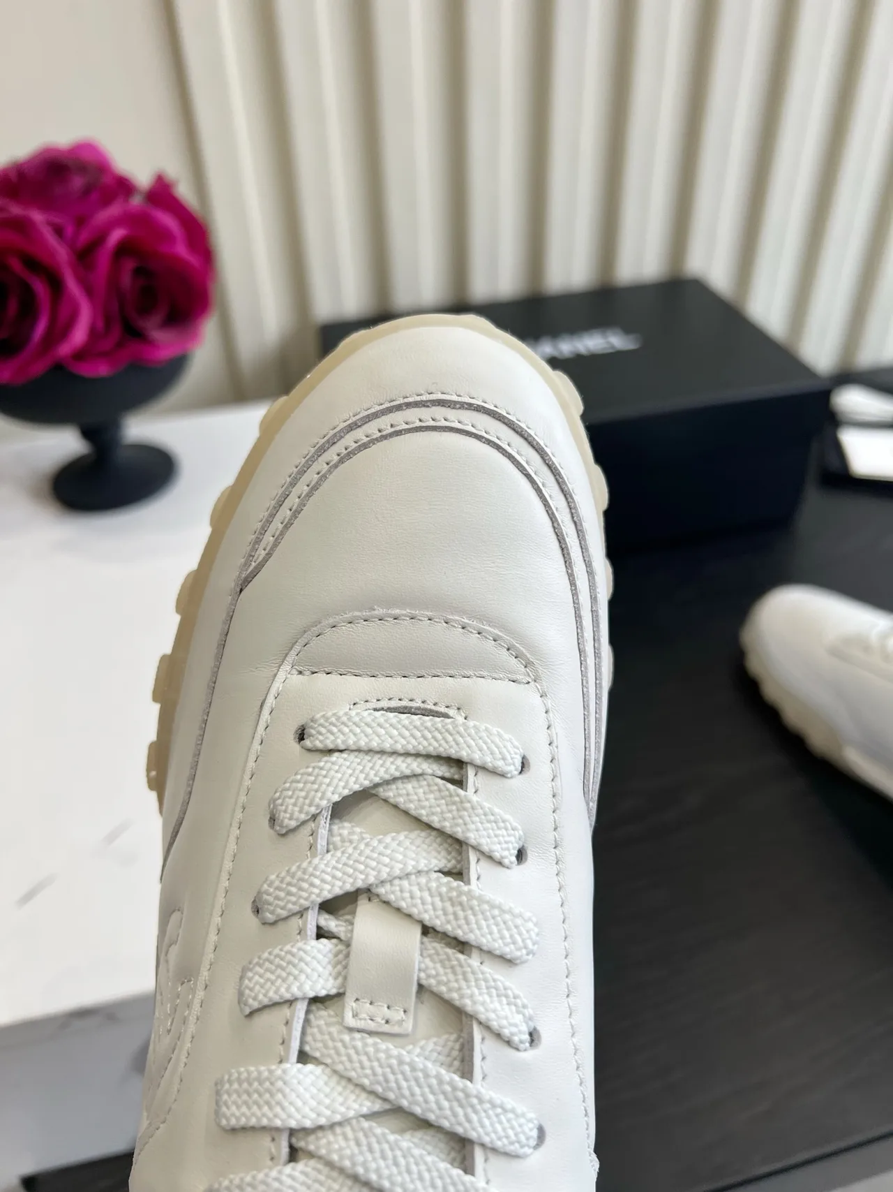 Chanel Suede Denim Sneakers in White · view 7