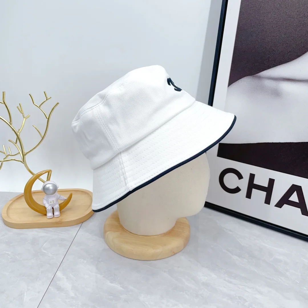 Chanel Bucket Hat in White & Blue & Black · view 4