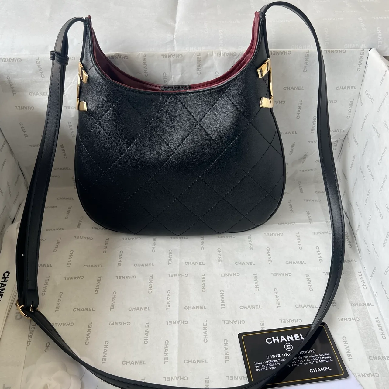 Chanel Quilted Hobo Bag in Black · view 1