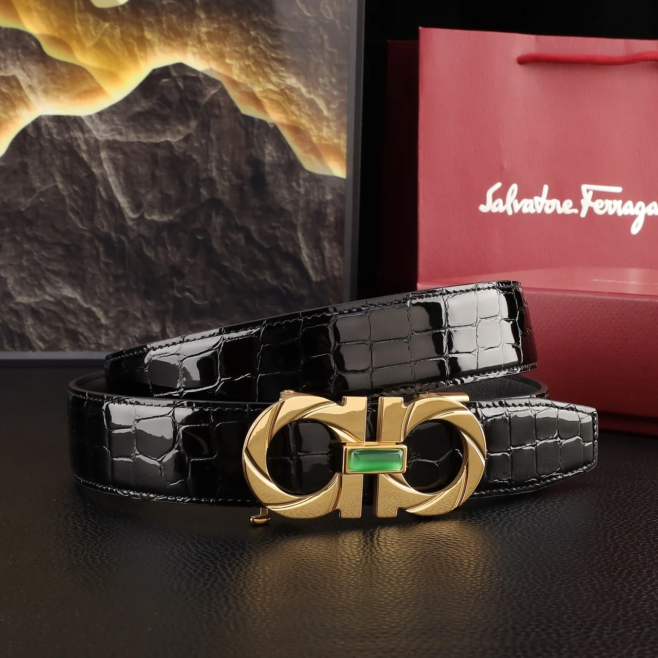 Ferragamo Gancini automatic belt in Black · view 5