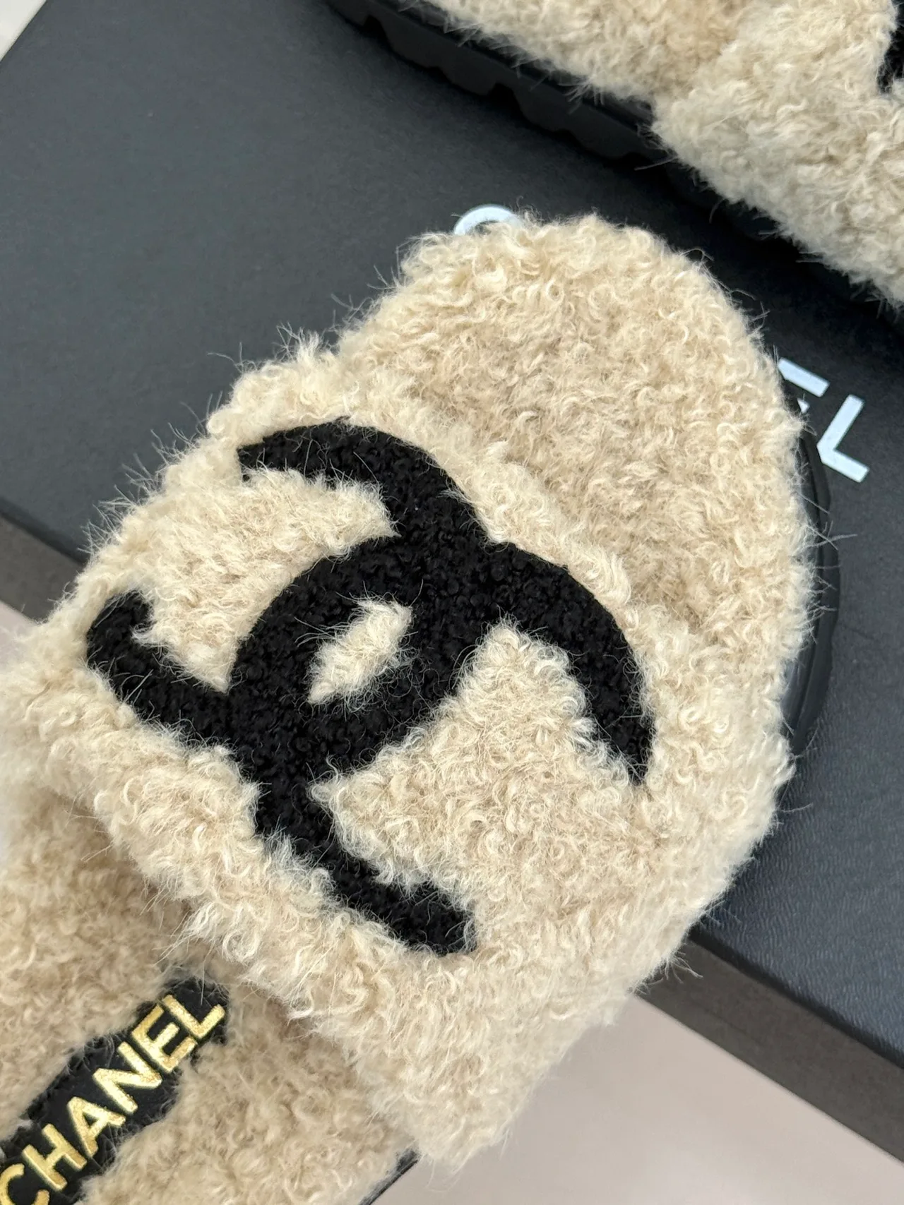 Chanel Denim Slippers in Cream · view 7