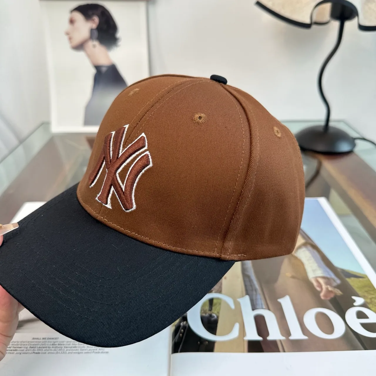 New Era Embroidered Baseball Cap in Brown · view 7