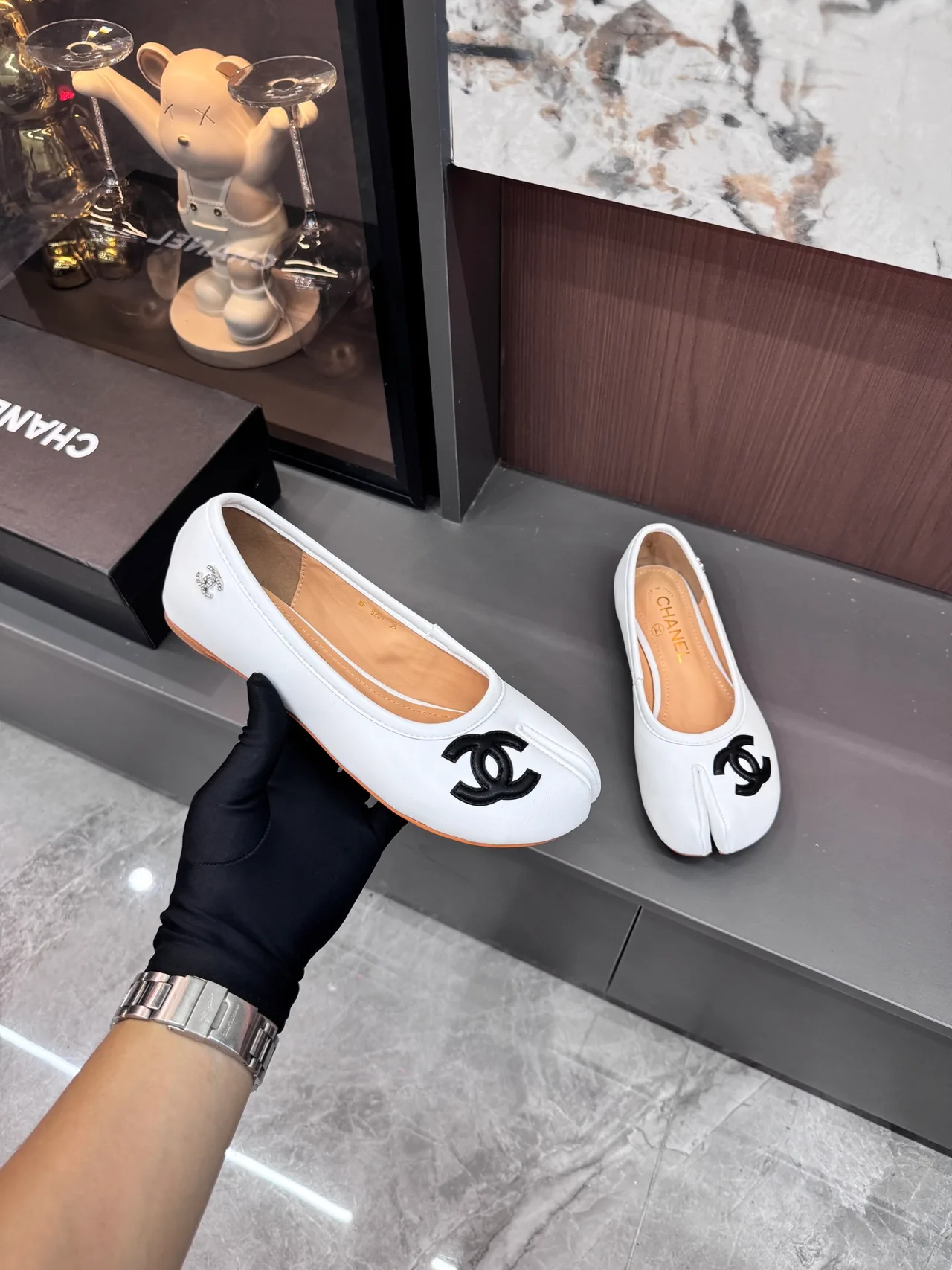 Chanel Glossy Ballet Flats in White · view 6