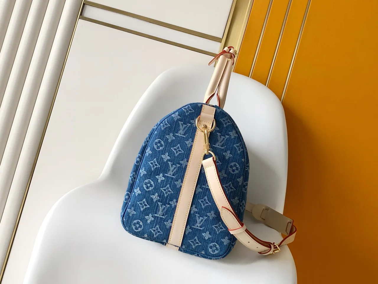 Louis Vuitton Cowhide Keepall 45 Travel Bag in Blue · view 2