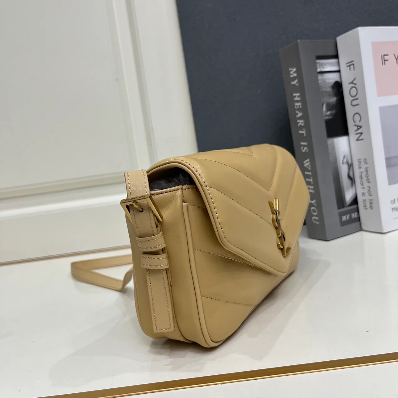 Saint Laurent Sheepskin Quilted Handbag in Beige · view 4