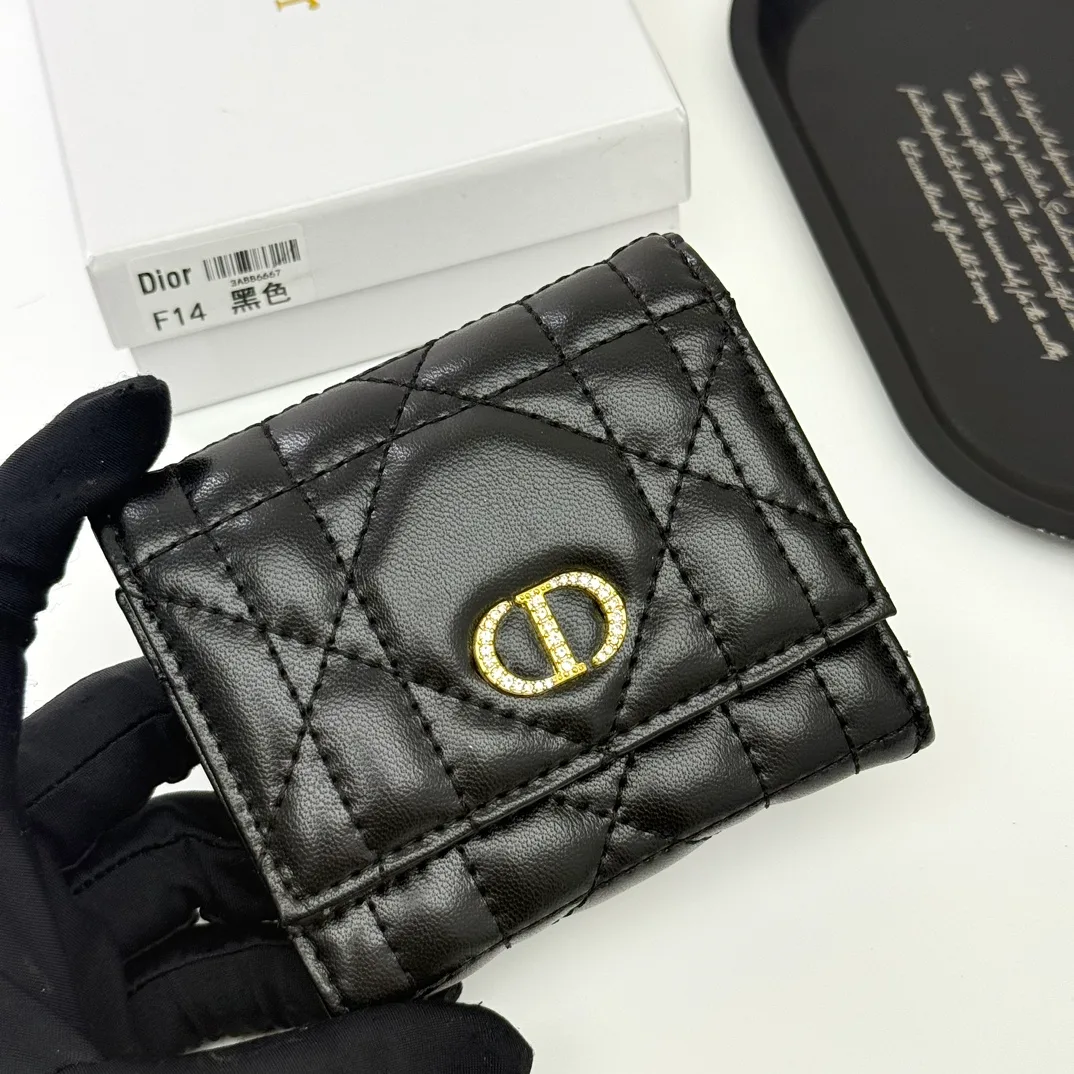 Dior Sheepskin Quilted Glossy Wallet in Black · view 2