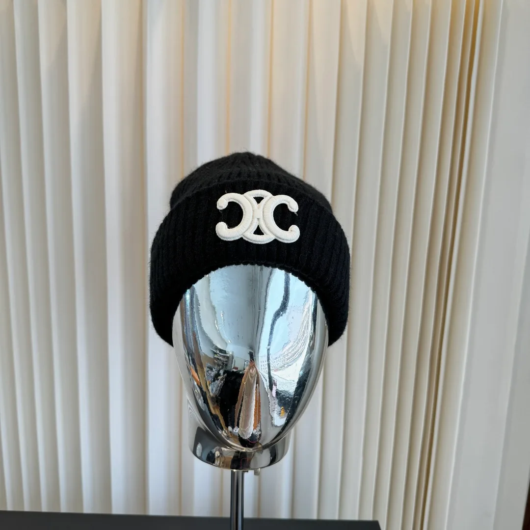Celine Ribbed Beanie in Black · view 3