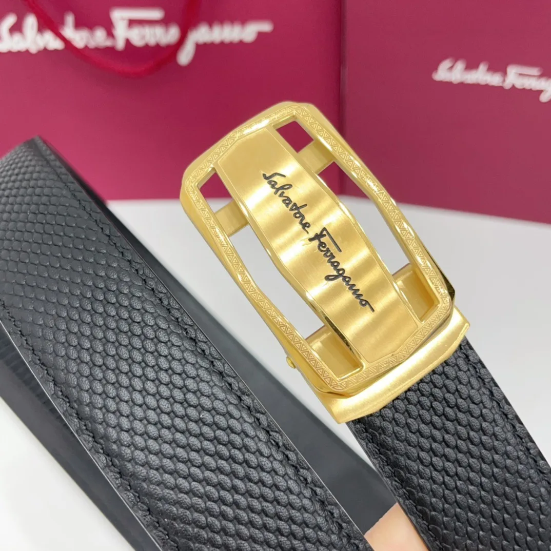 Ferragamo Calfskin Belt in Black · view 1