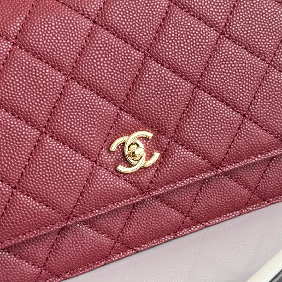 Chanel Calfskin Quilted Clutch in Burgundy · view 6