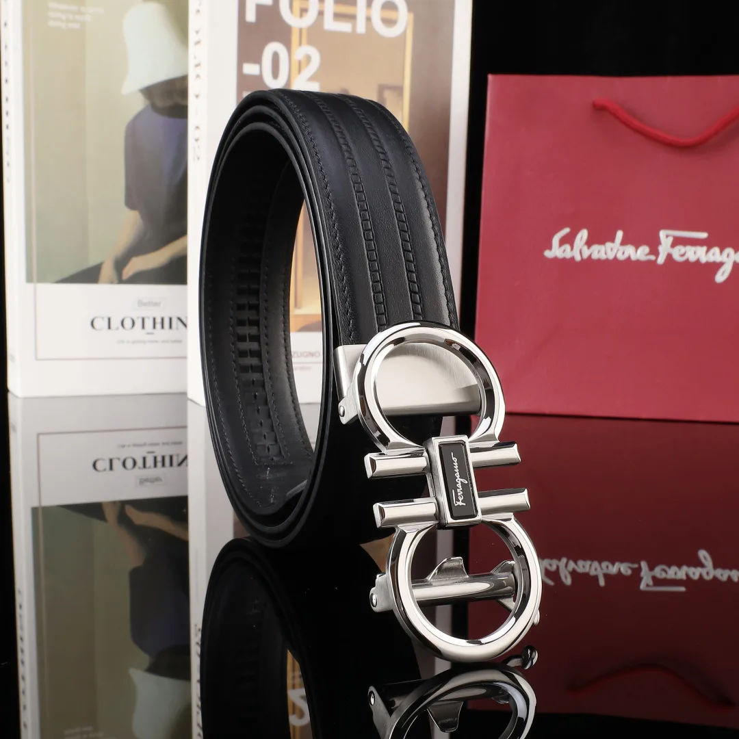 Ferragamo Gancini Buckle Belt in Black · view 1