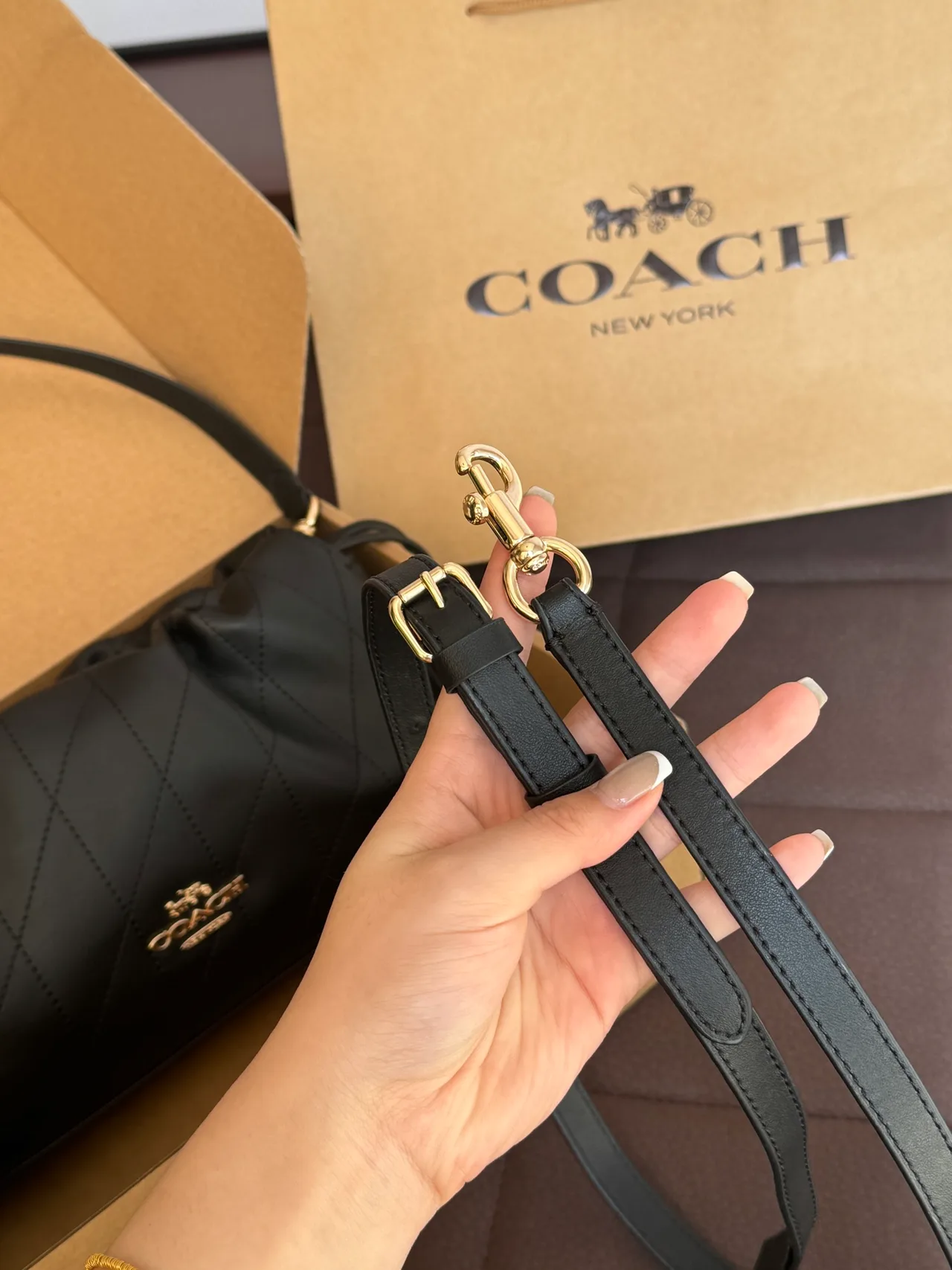 Coach Quilted Shoulder Bag in Black · view 6