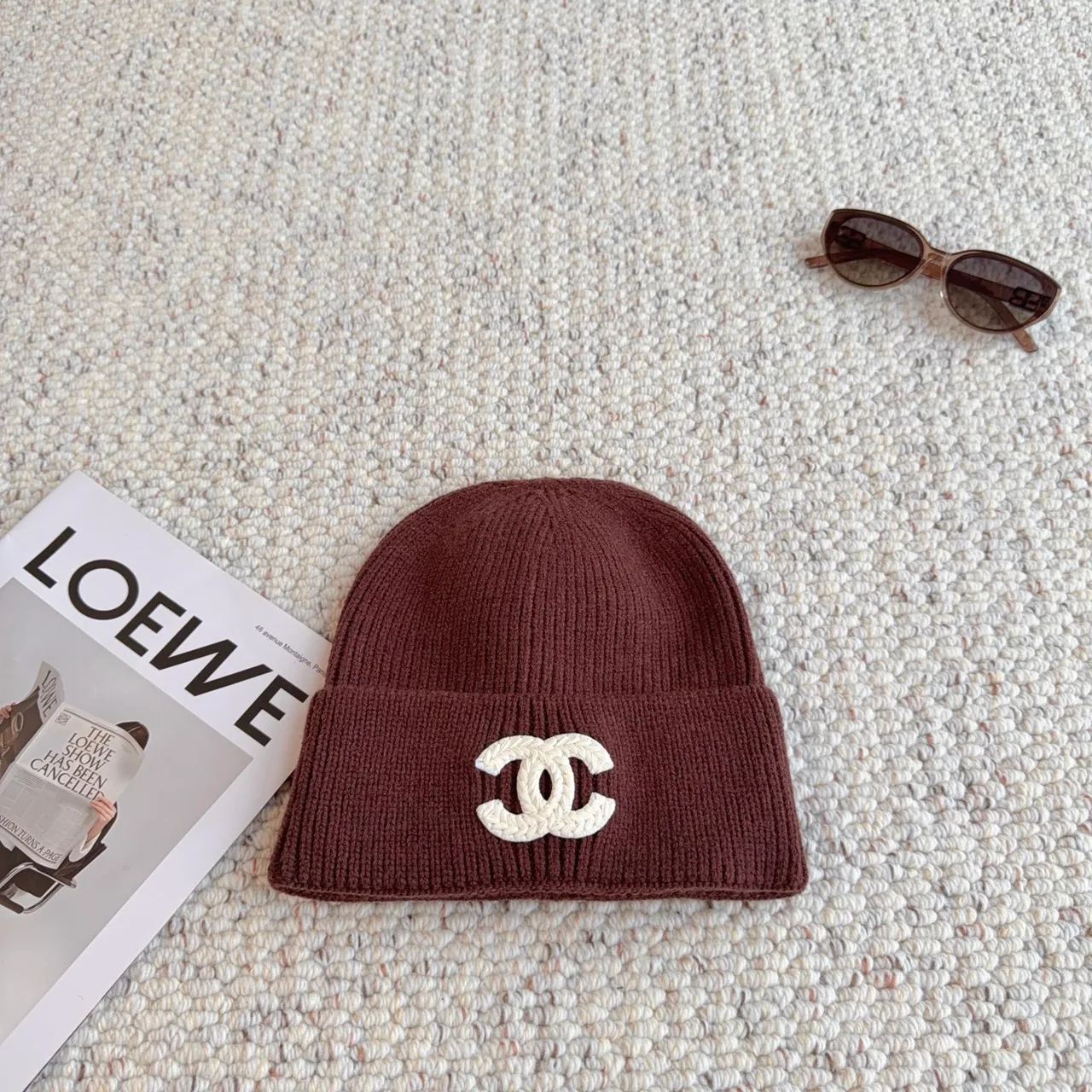 Chanel Beanie in Burgundy · view 8
