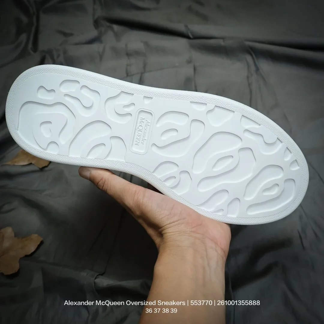Alexander McQueen Lambskin Glossy Sneakers in White · view 6