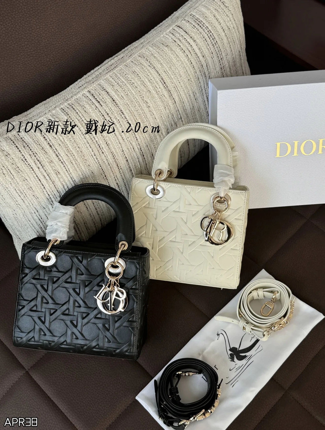 Dior Cannage Top-Handle Bag in Black & White · view 8