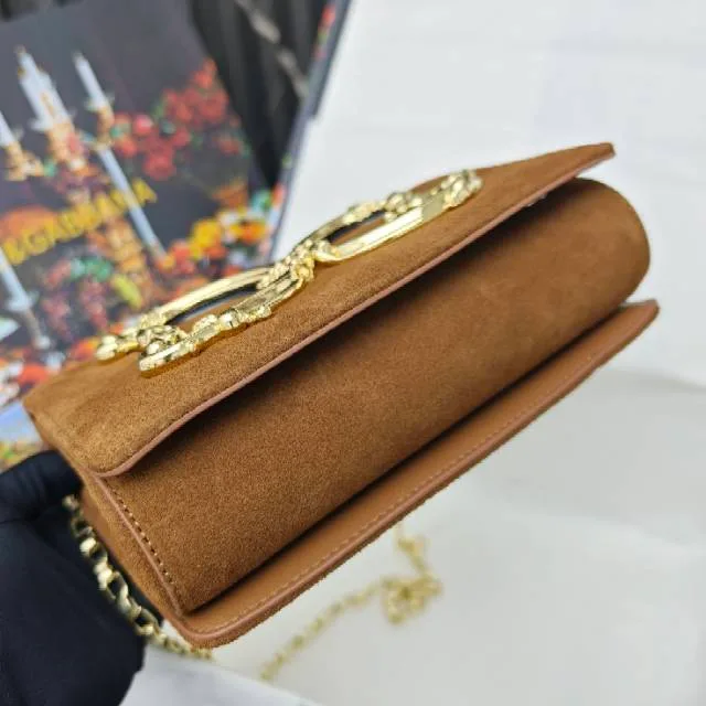 Dolce & Gabbana Cowhide Chain Clutch in Tan · view 5