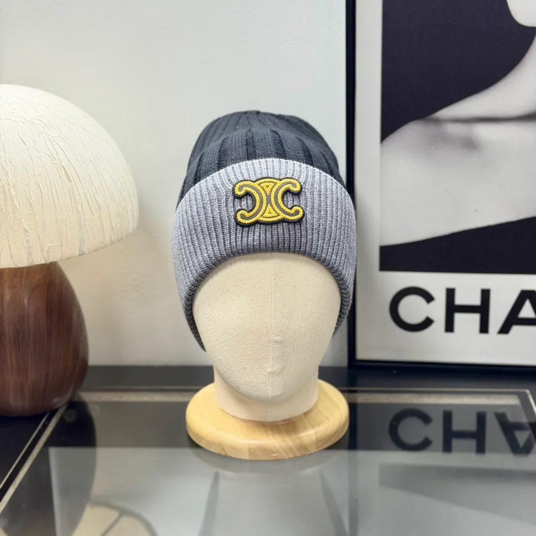 Celine Ribbed Beanie in Grey · view 3