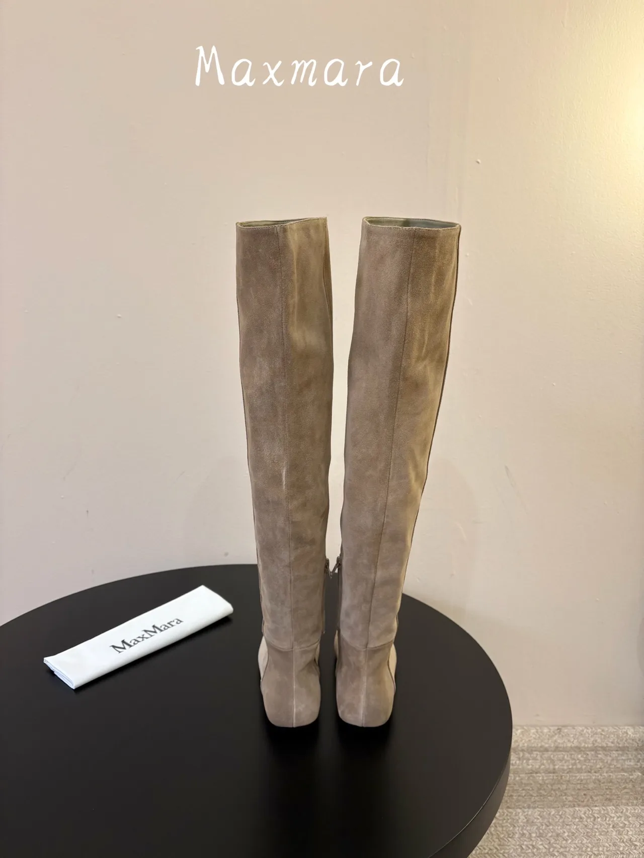 Max Mara Suede-Look Pointed-Toe Knee-High Boots in Brown · view 6
