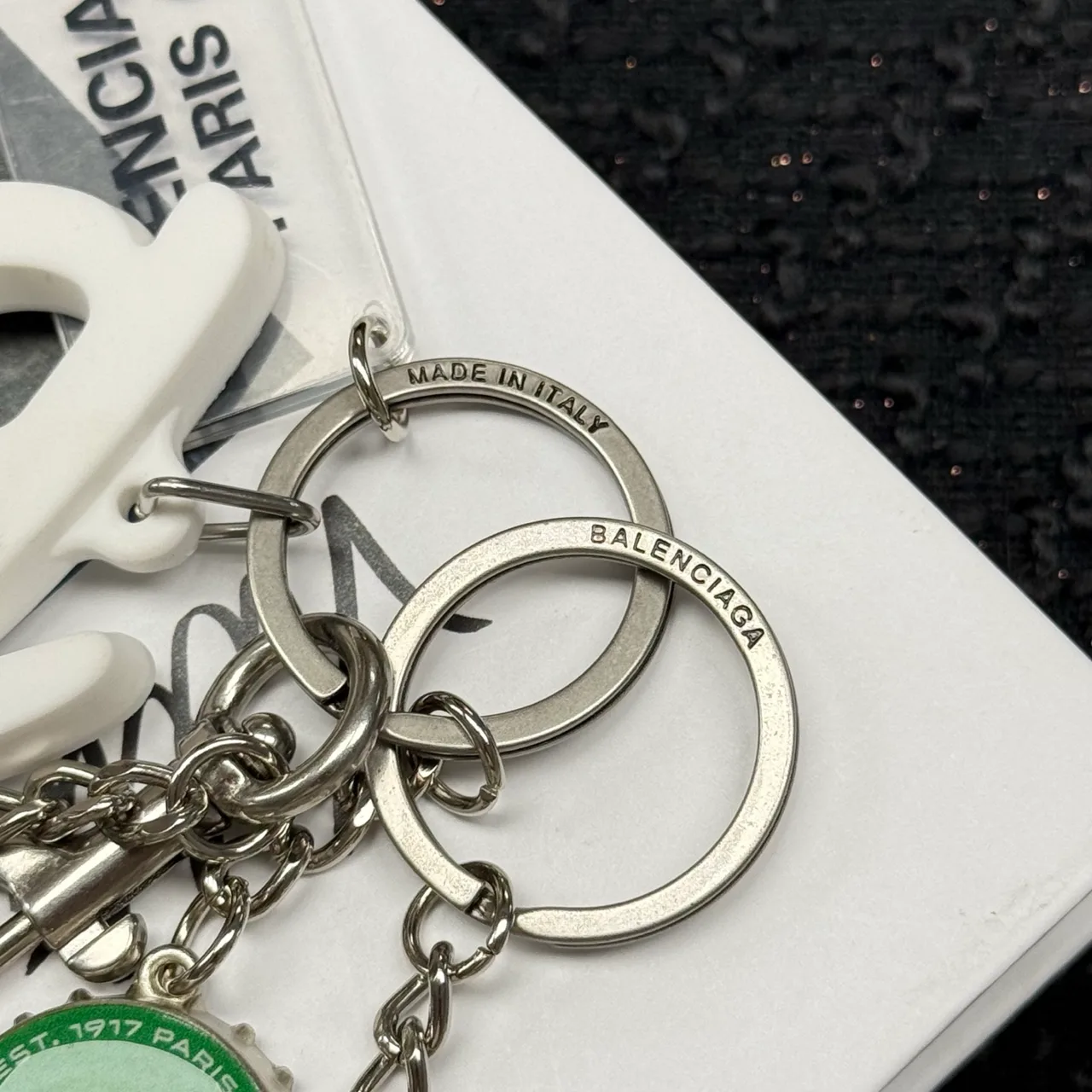 Balenciaga Script Charm Chain in Silver · view 4