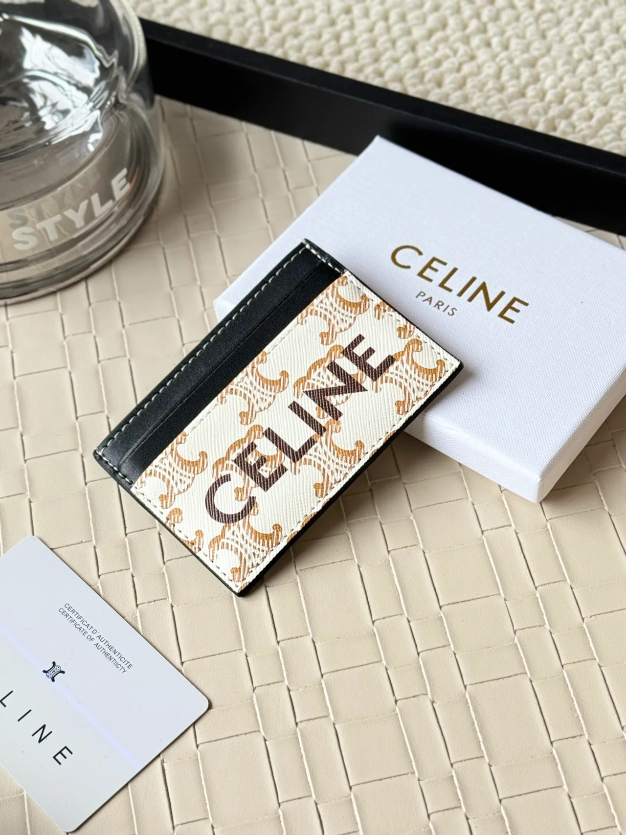 Celine Zip Cardholder in White · view 1