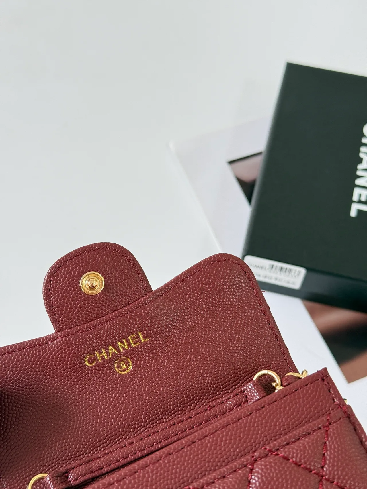 Chanel Quilted Wallet in Burgundy · view 4