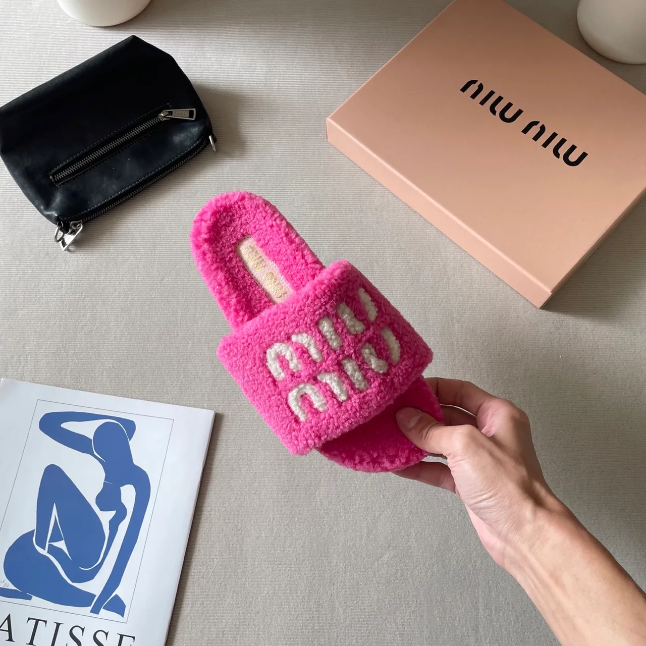 Miu Miu Wool Slippers in Pink · view 7