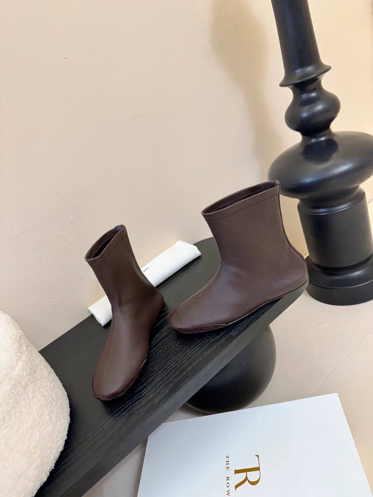 The Row Sheepskin Round-Toe Boots in Brown · view 3